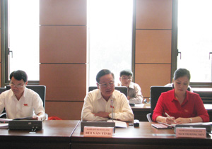 Đại biểu QH tỉnh thảo luận tại tổ về tình hình kinh tế - xã hội.